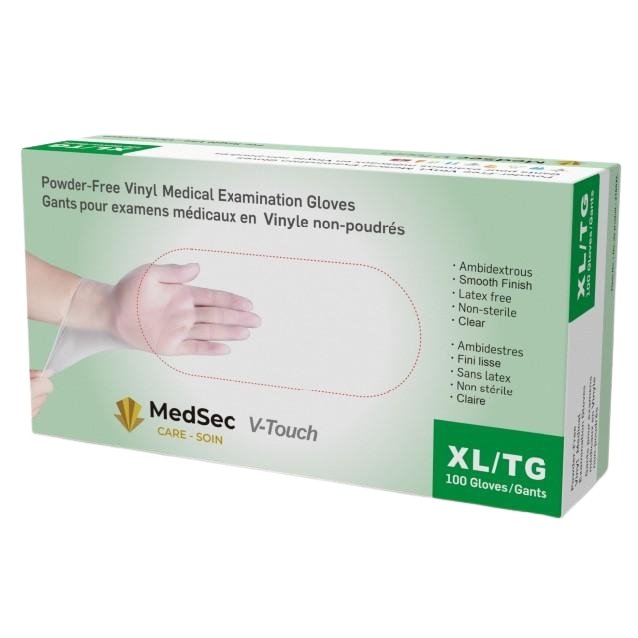 V-Touch - Gants d'examen médical en vinyle claire 4 mil (boîte de 100) - MedSecare