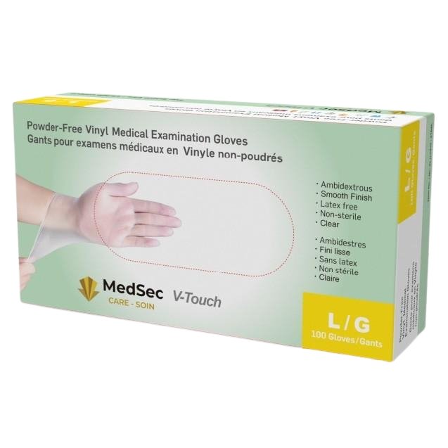 V-Touch - Gants d'examen médical en vinyle claire 4 mil (boîte de 100) - MedSecare