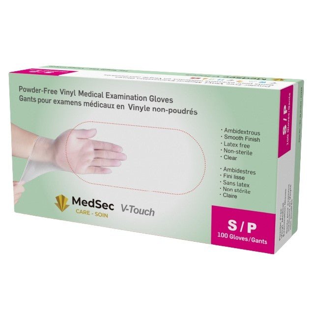 V-Touch - Gants d'examen médical en vinyle claire 4 mil (boîte de 100) - MedSecare