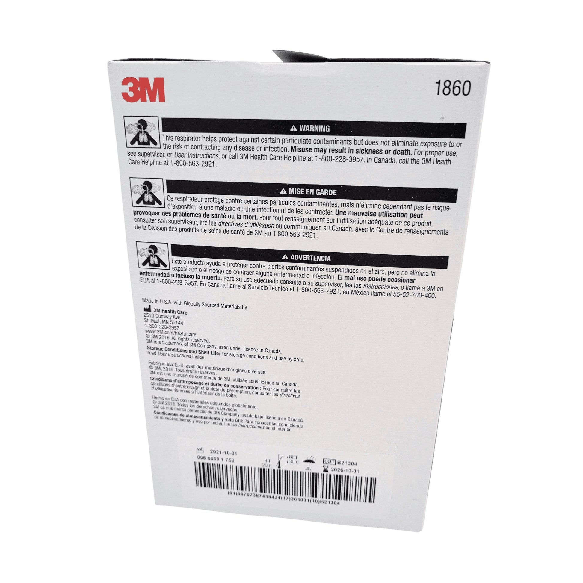 Masque 3M AURA N95 1860 (boîte de 20) - MedSecare