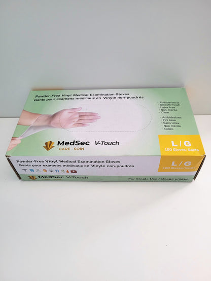 V-Touch - Gants d'examen médical en vinyle claire 4 mil (boîte de 100) - MedSecare