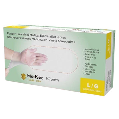 V-Touch - Gants d'examen médical en vinyle claire 4 mil (boîte de 100) - MedSecare